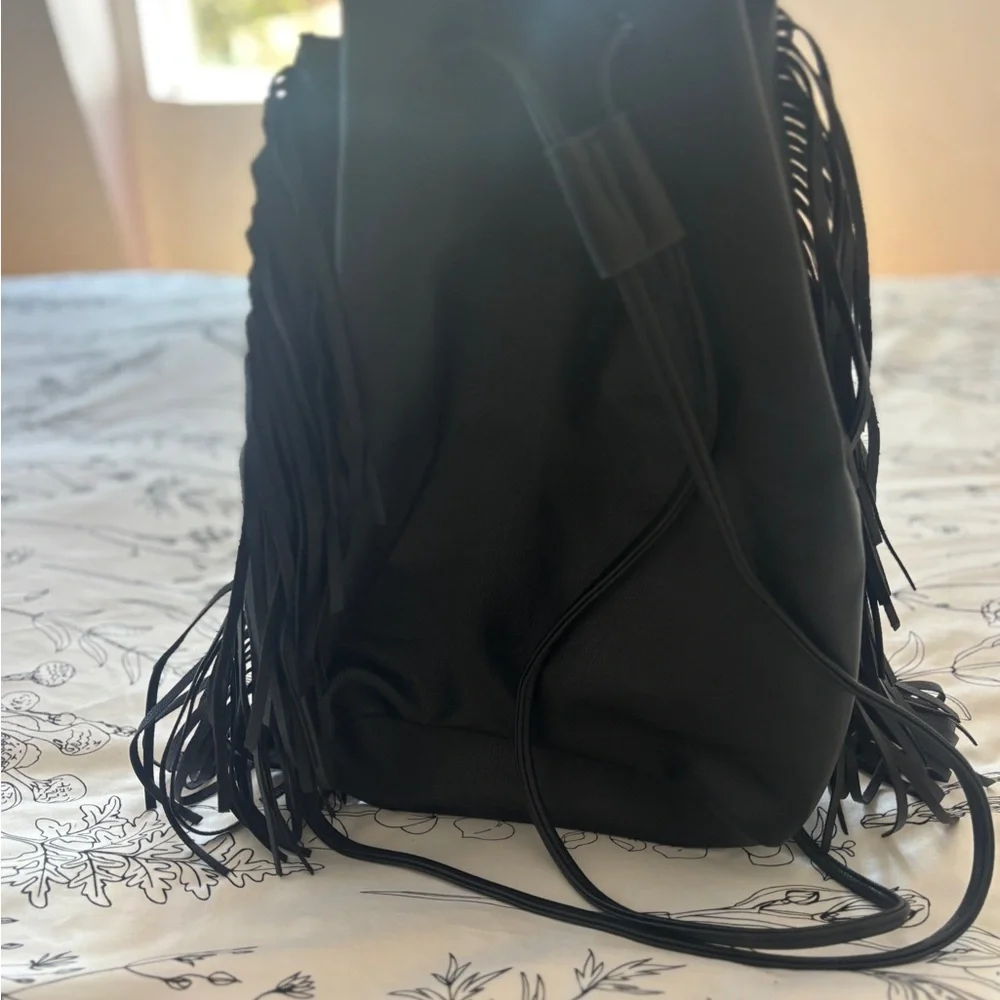 Victoria’s Secret‎ Faux Leather Fringe Bucket Backpack Purse